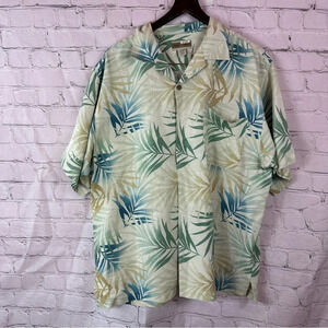original island sport silk hawaiian shirt mens sz large tropical palm leaf print